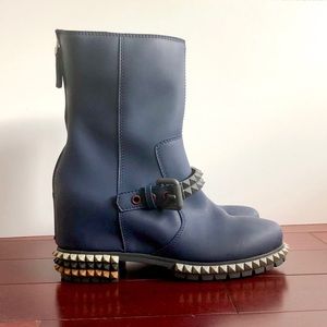 Fendi Joan Studded Moto Wedge Boot